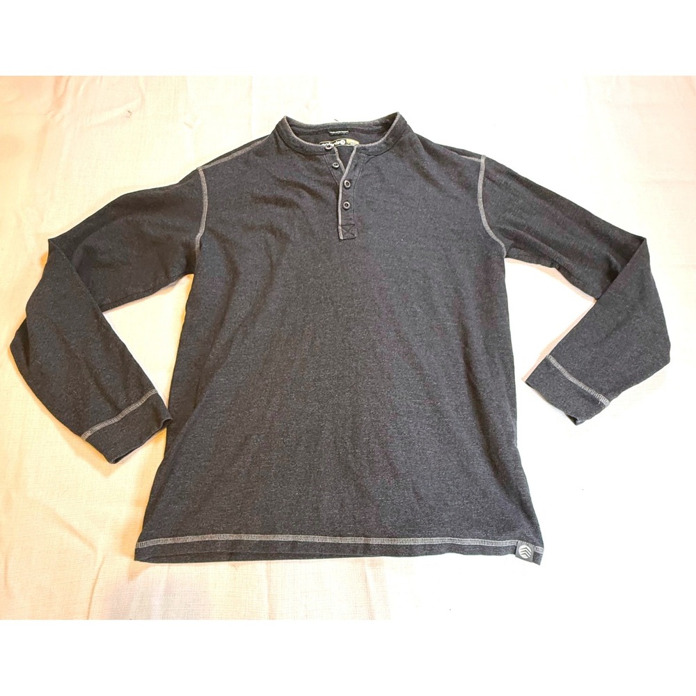 Solaris Men's Charcoal Gray‎ Long Sleeve Henley Shirt Size Medium